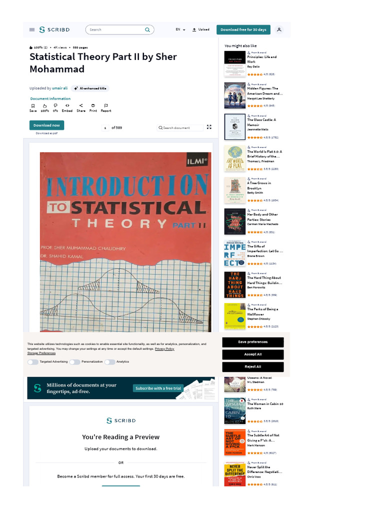 Statistical Theory Part II Overview | PDF