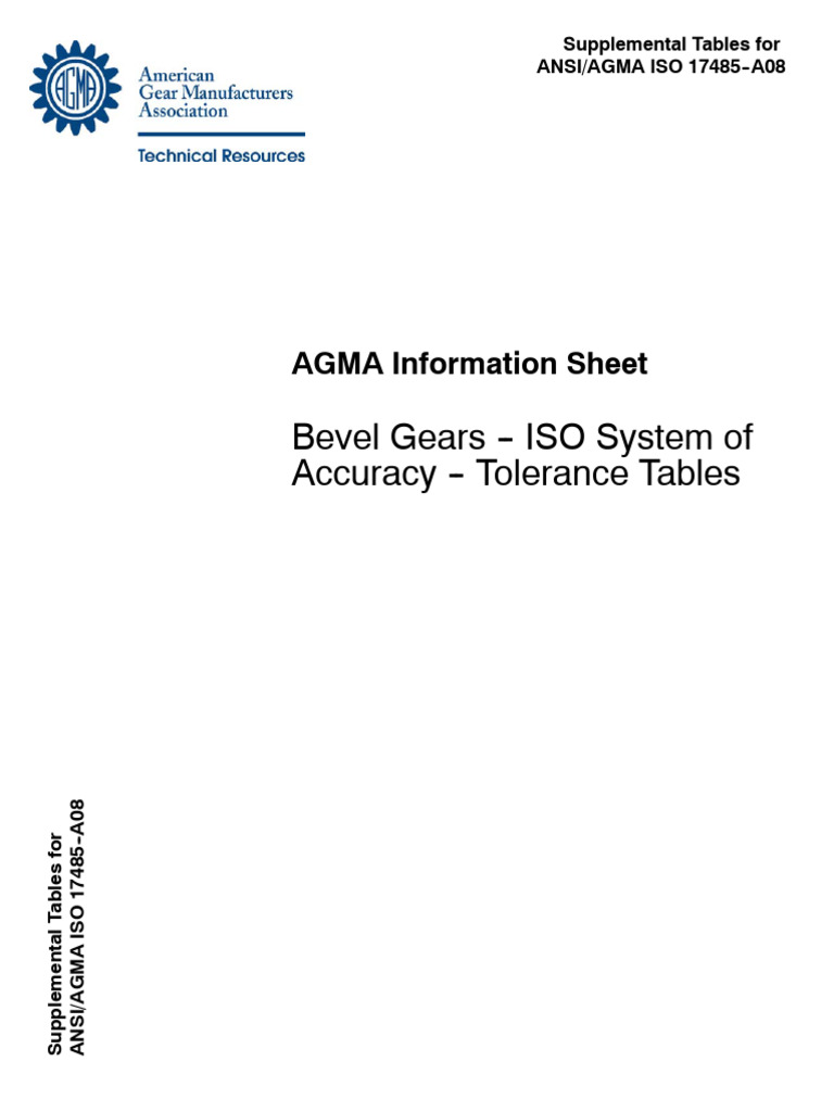 Ansi+Agma+Iso+17485 A08+tables | PDF | Engineering Tolerance | Gear