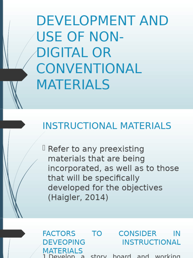 Development and Use of Non-Digital or Conventional Materials | PDF ...