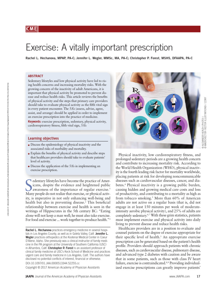 1-Exercise A Vitally Important Prescription | PDF | Obesity | Weight Loss