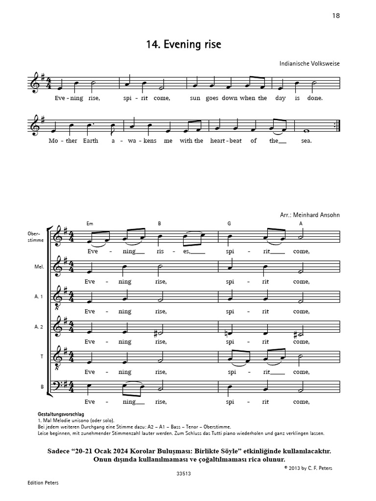 Evening Rise Sheet Music by Ansohn | PDF