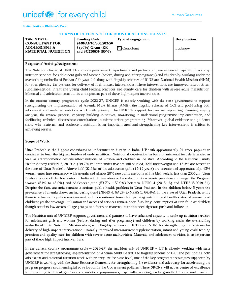 Adolescent & Maternal Nutrition Consultant | PDF | Human Nutrition ...
