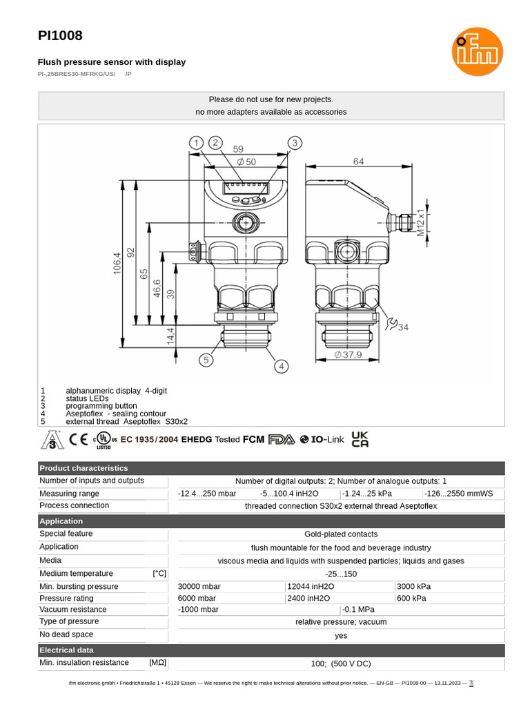 Flush Pressure Sensor with Display | PDF | Pressure Measurement | Vacuum