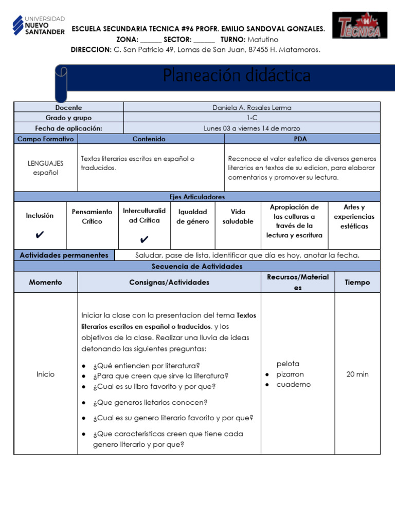 Formato de Planeación - Preescolar Fase 2 | PDF | Educación en artes ...