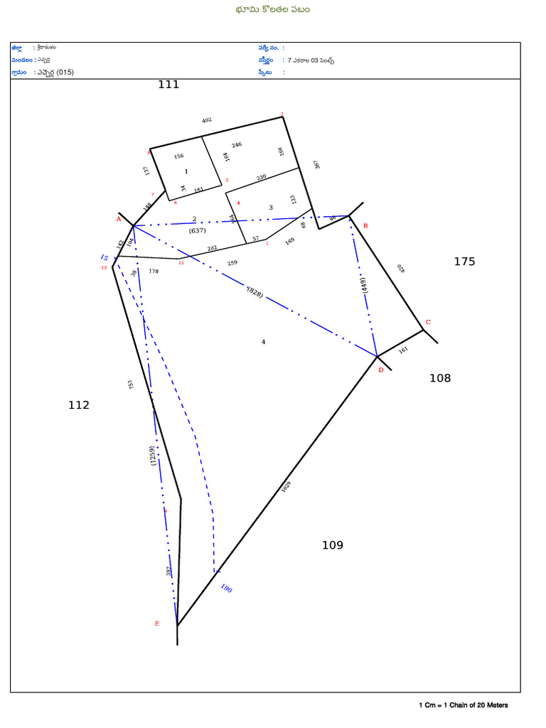 Field Measurement Sketch: 1 CM 1 Chain of 20 Meters | PDF