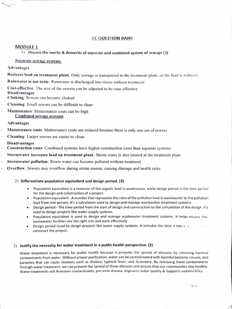 EE MOD 1 QB | PDF | Water | Water Purification