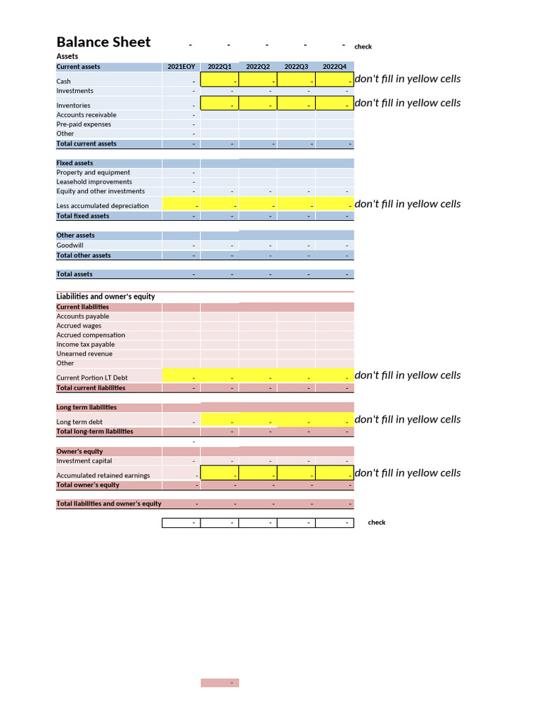 Blank Template 07132022 | PDF | Equity (Finance) | Balance Sheet