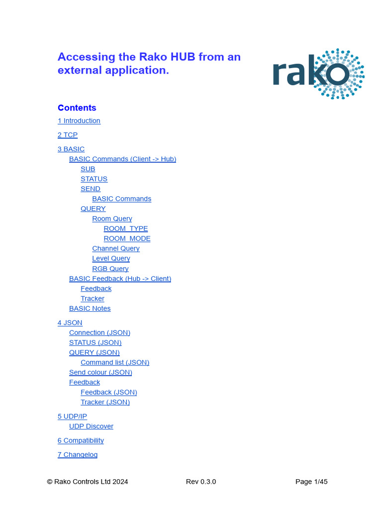 Rako HUB API Access Guide | PDF | Port (Computer Networking ...