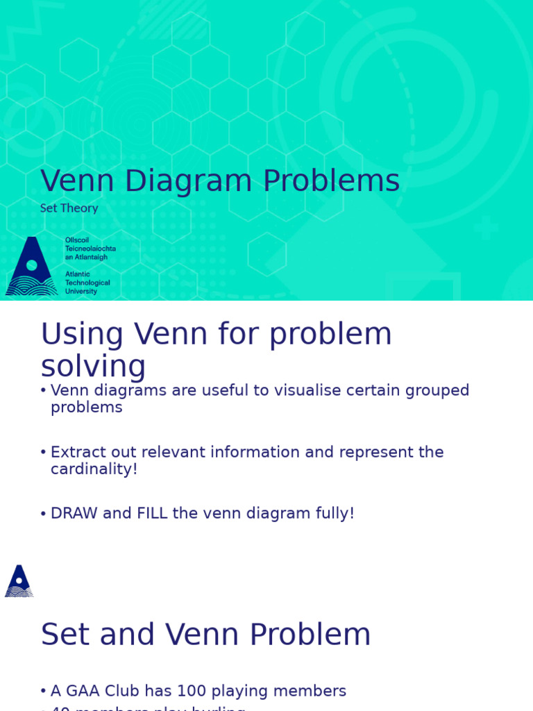 Venn Diagrams Cardinality and Problems | PDF | Mathematics | Applied ...