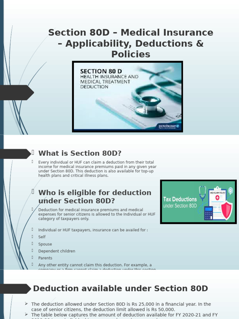 Section 80D: Deductions for Seniors | PDF