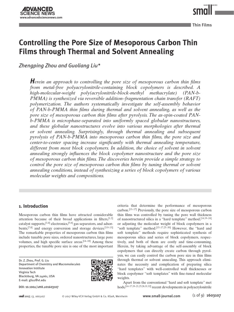 Control of Pore Size in Mesoporous Carbon | PDF | Copolymer | Poly ...