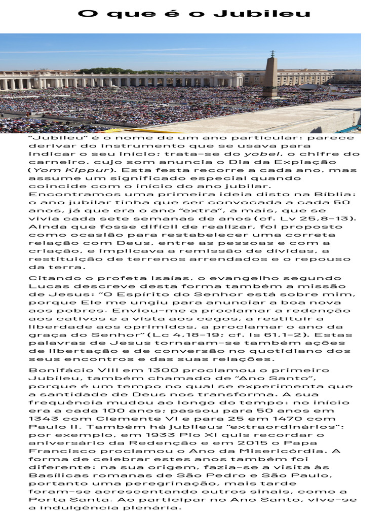 Significado do Jubileu e sua História | PDF