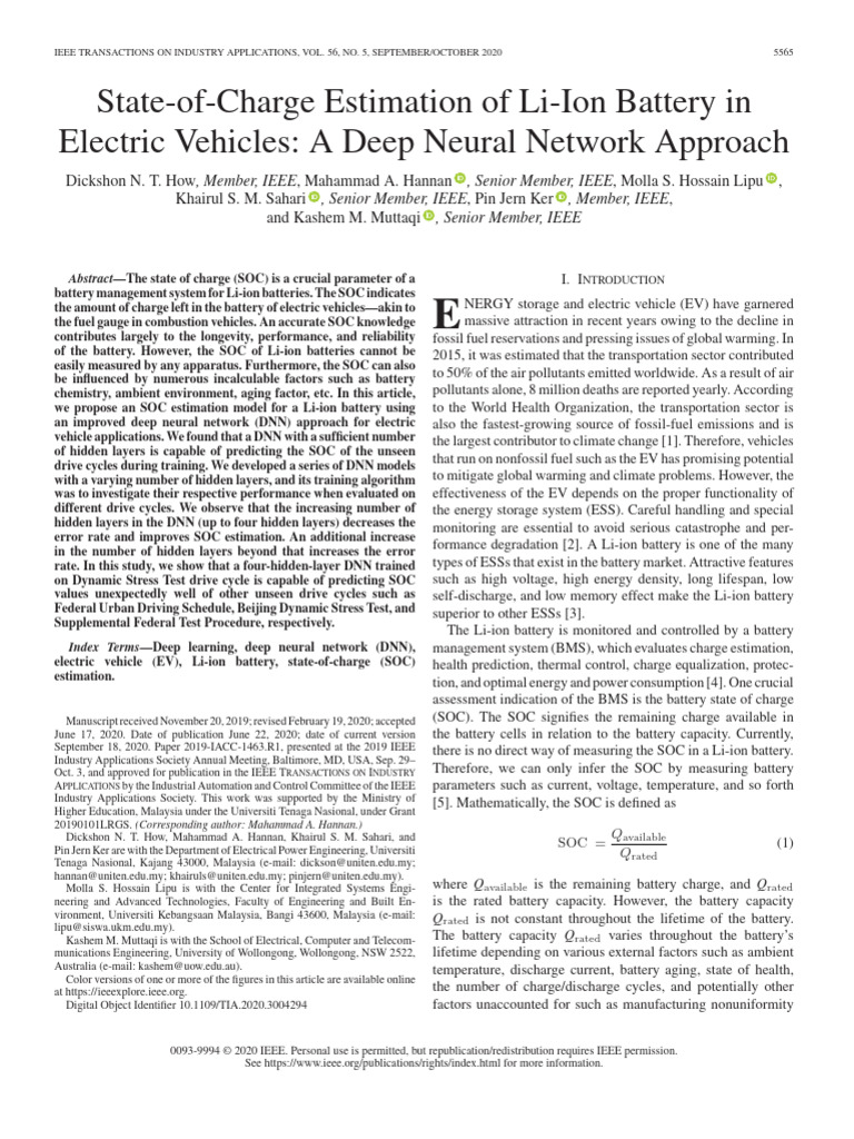 State-of-Charge Estimation of Li-Ion Battery in Electric Vehicles A ...