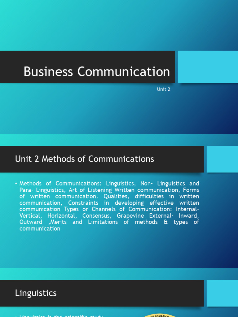 Business Communication Skills Unit 2 | PDF | Communication | Linguistics