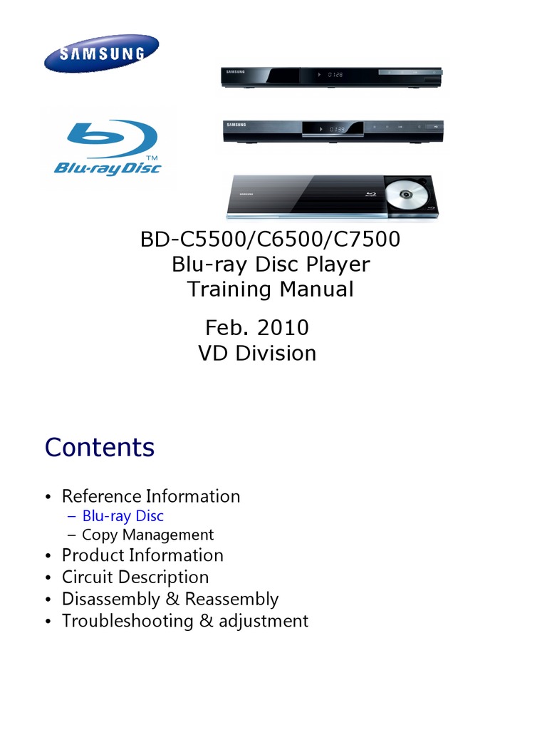Samsung Bdc5500 c6500 c7500 BluRay TrainingManual 2010 PDF Blu Ray Dvd