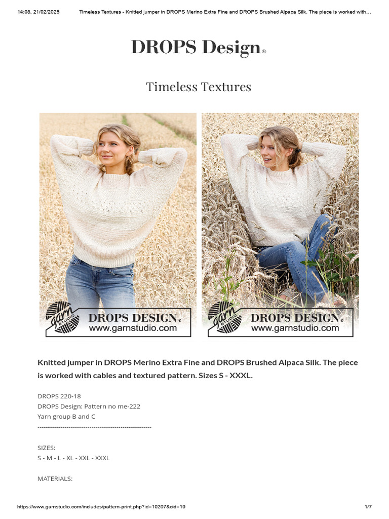 Timeless Textures Knitted Jumper Pattern | PDF | Knitting | Basic ...