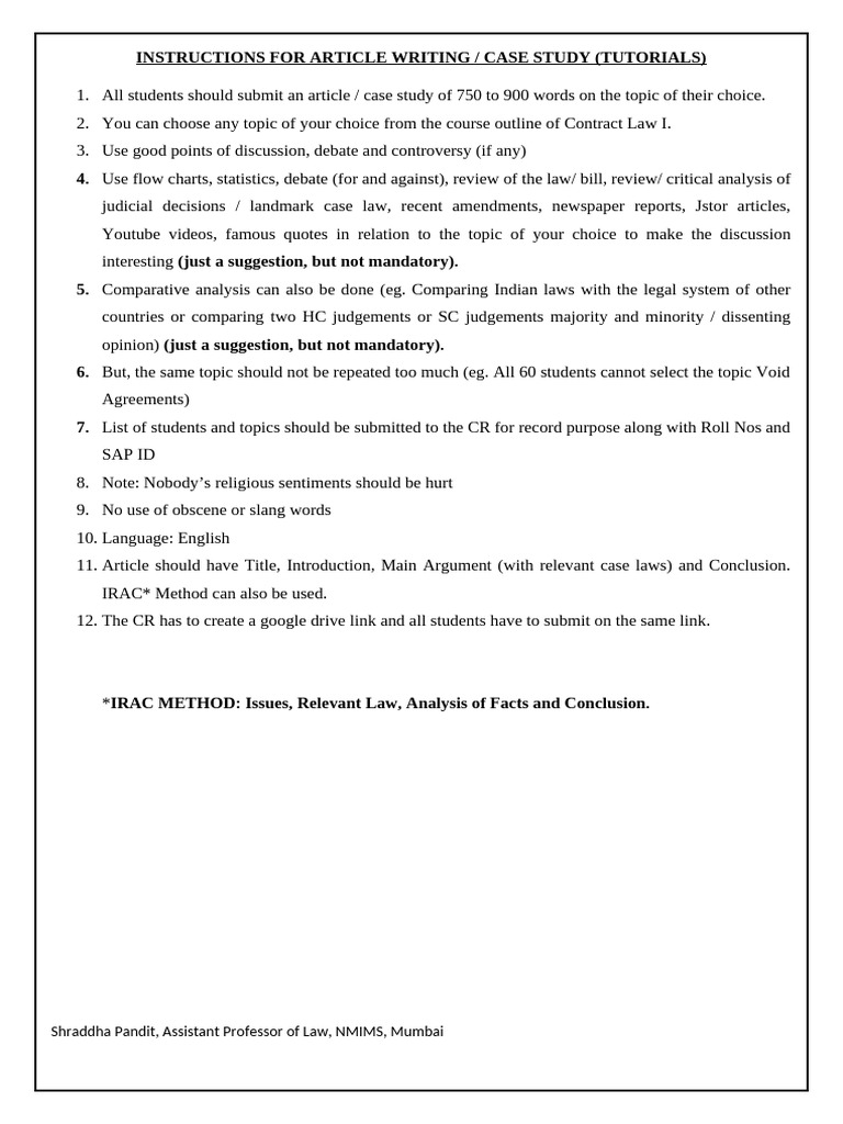 Article Writing Guidelines for Law Students | PDF