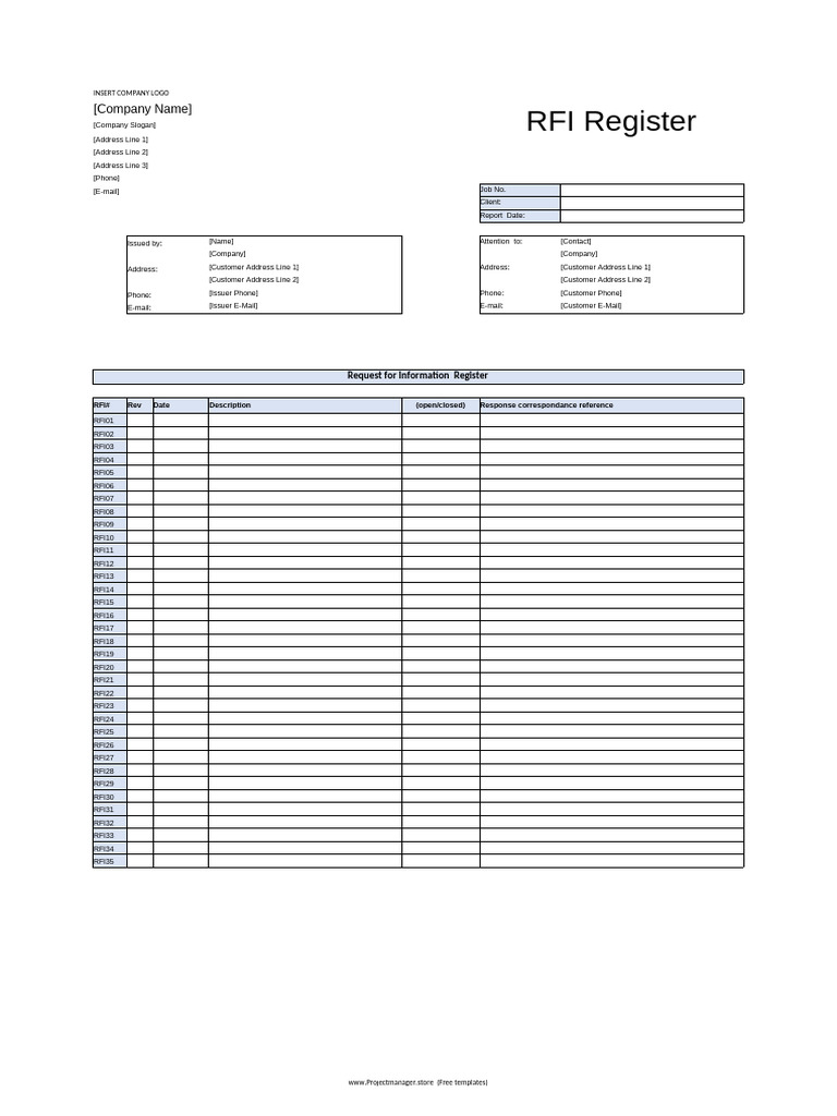 RFI Register Template | PDF
