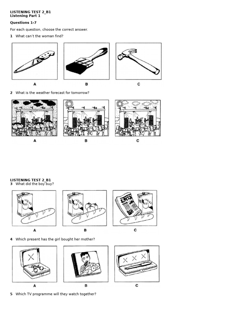 B1 Listening Test Questions and Answers | PDF
