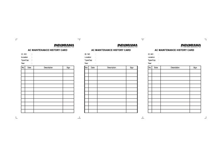 Ac Maintenance History Card | PDF