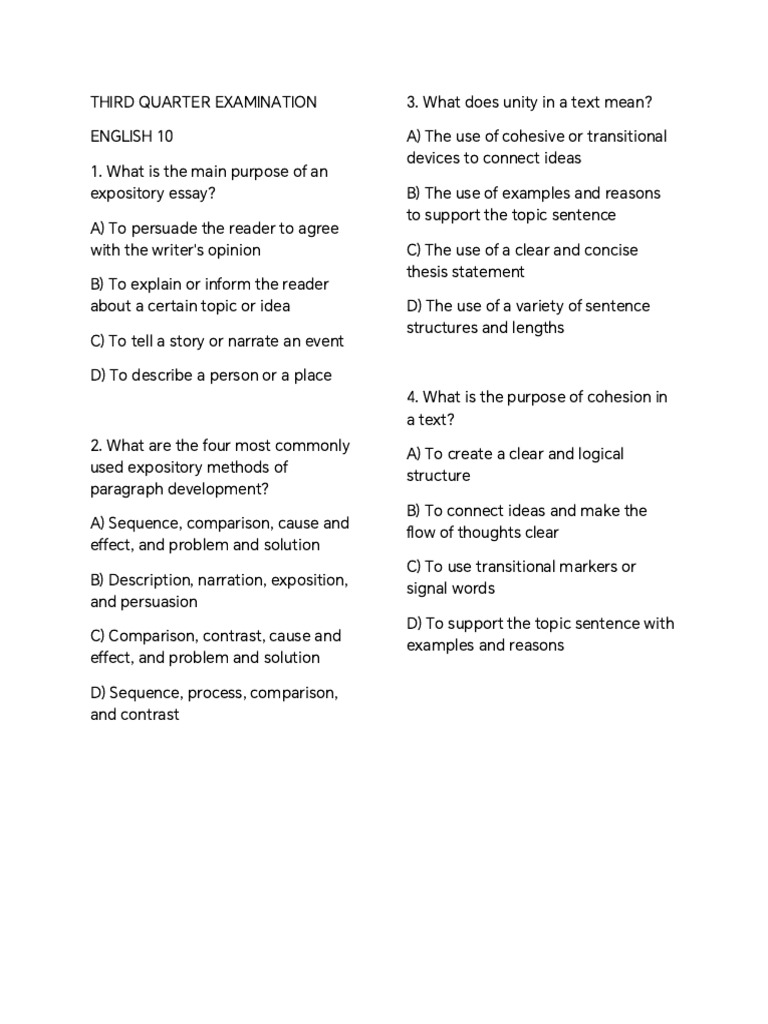 Third Quarter Exam English 10 | PDF | Human Communication | Communication