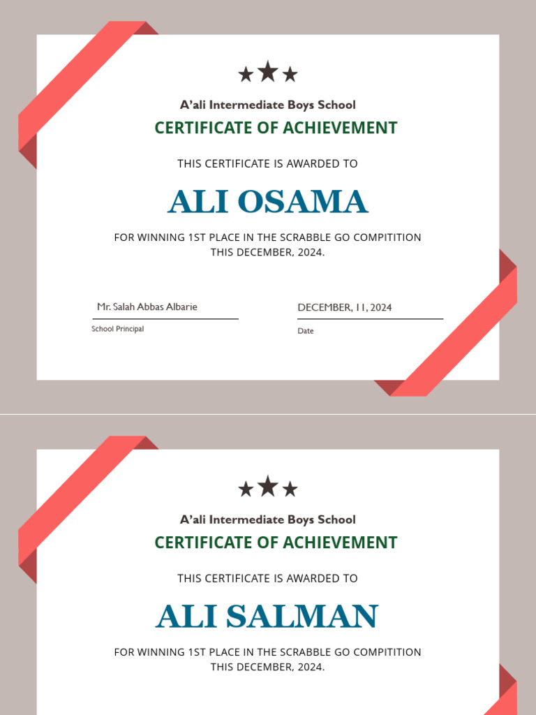 Certificates Final Winners | PDF