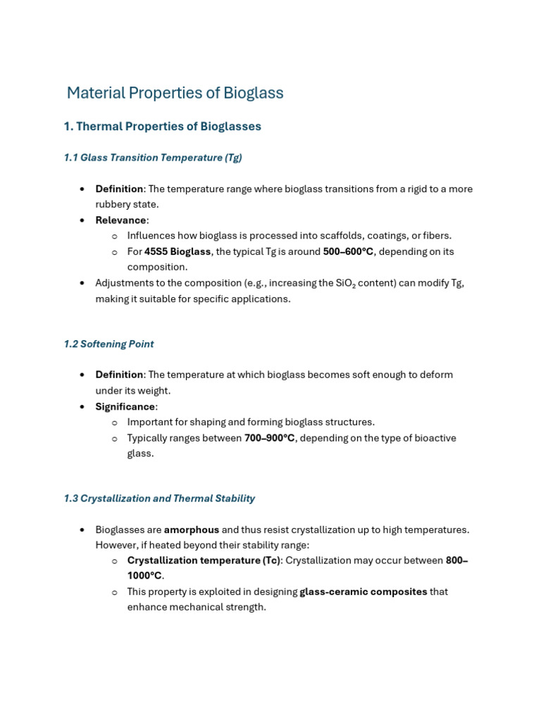 Bioglass Thermal Properties Overview | PDF | Sintering | Silicon Dioxide