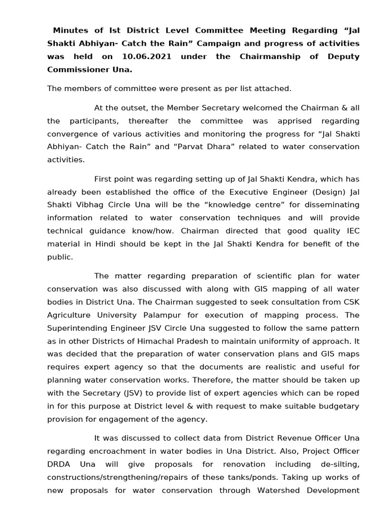 Minutes of Ist Meeting | PDF