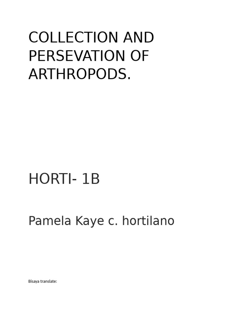 Collection and Persevation of Arthropods | PDF