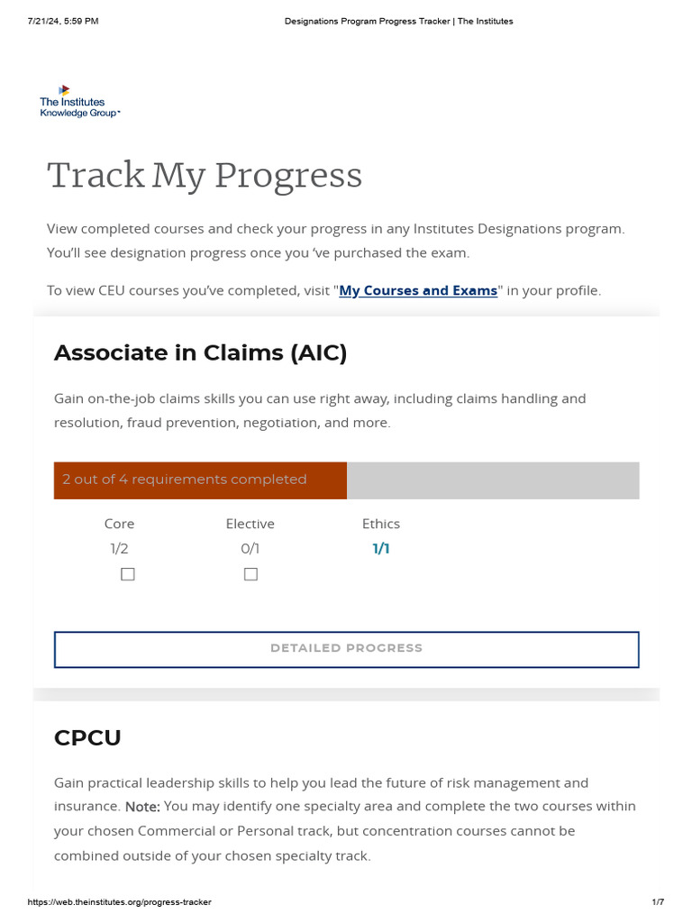 Designation Progress Tracker Overview | PDF | Insurance | Reinsurance