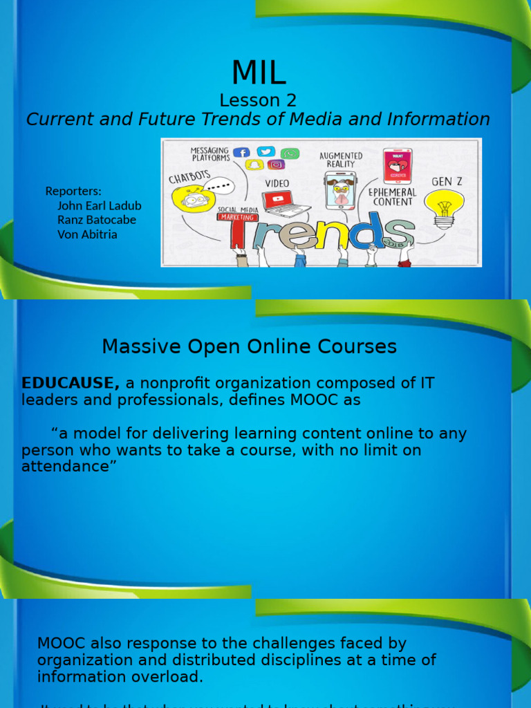 Mil Report Lesson 2 | PDF | Massive Open Online Course | Educational ...