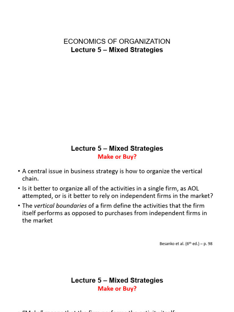 Lecture+5+ +Mixed+Strategies | PDF | Profit (Economics) | Monopoly