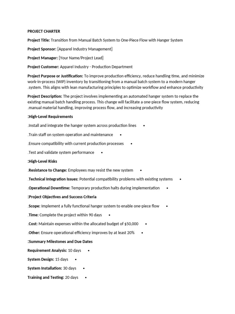 Project Charter | PDF | System | Inventory