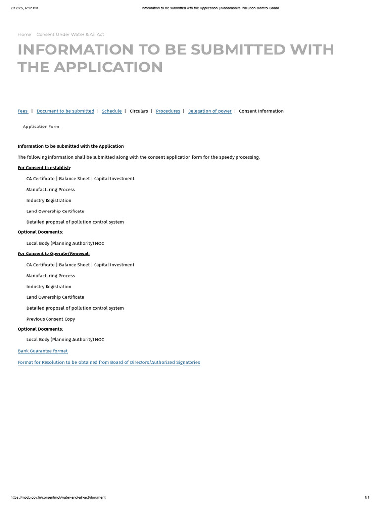 Information To Be Submitted With The Application - MPCB - Docs To ...