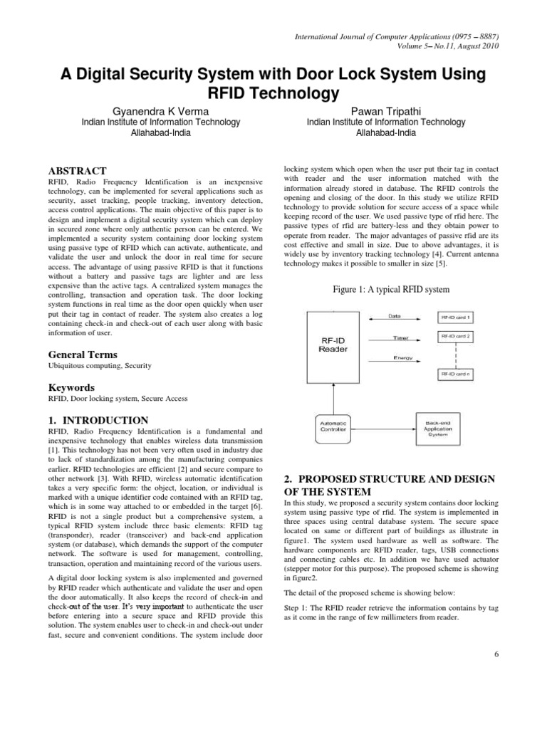 RFID-Based Door Lock Security System | PDF | Radio Frequency ...
