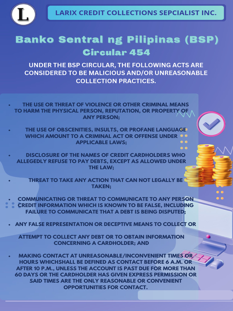 BSP Circular 454: Debt Collection Guidelines | PDF