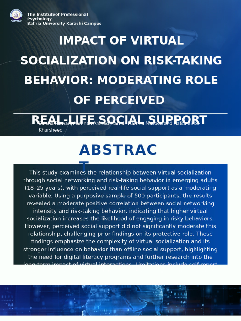 Virtual Socialization's Impact on Risk-Taking | PDF | Social Support | Risk