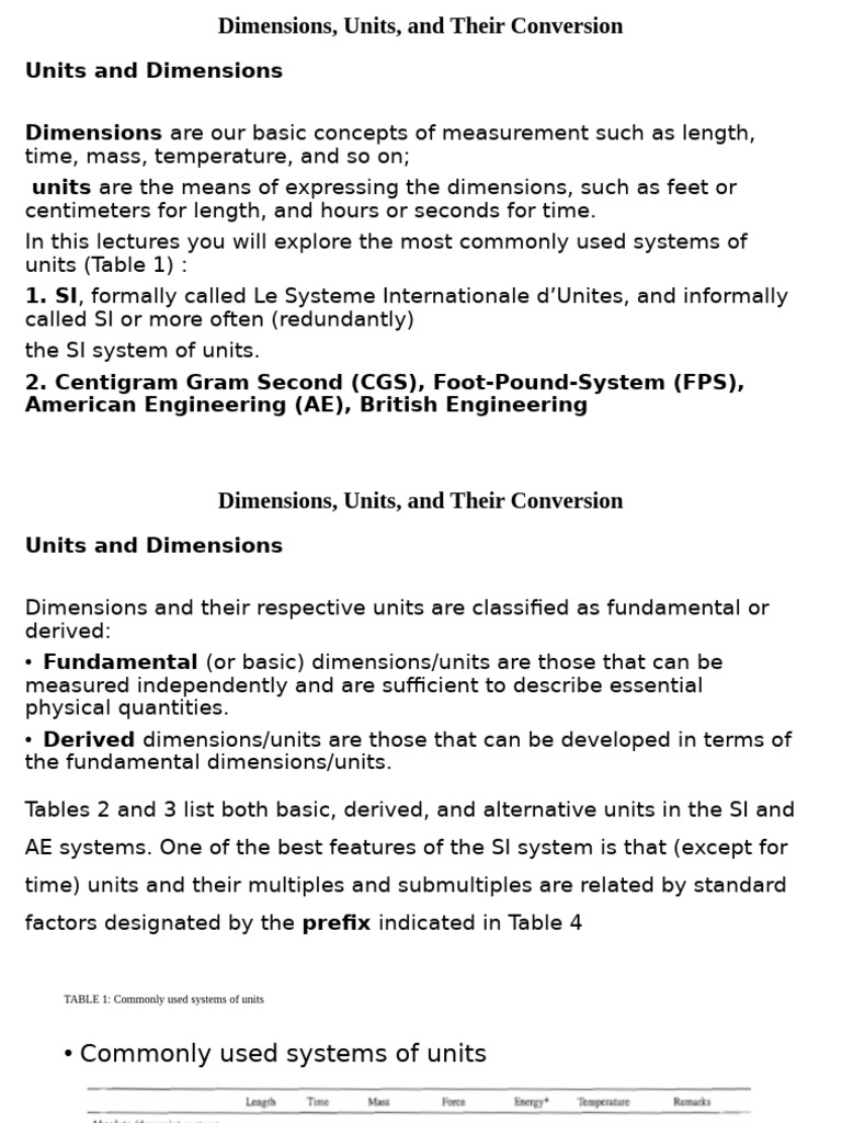 Understanding Units and Dimensions | PDF | International System Of ...