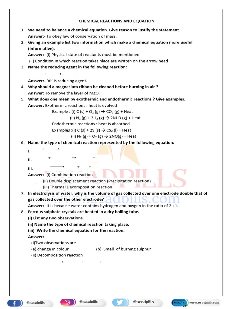 Understanding Chemical Reactions and Equations | PDF | Chemical ...