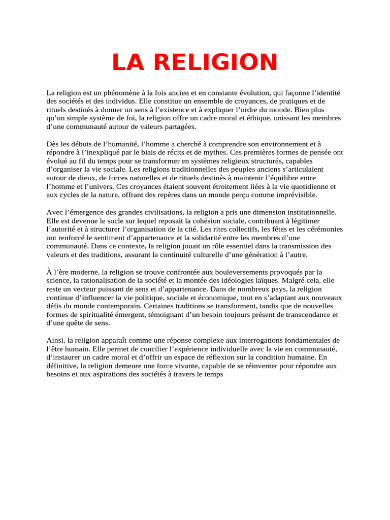 Définition et évolution de la religion | PDF | Vie | Enseignement des ...