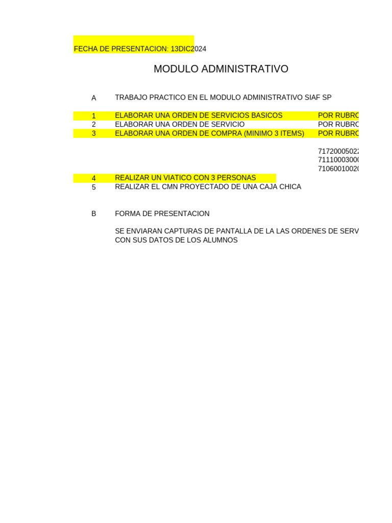 Trabajo Practico Modulo Administrativo Siaf SP | PDF
