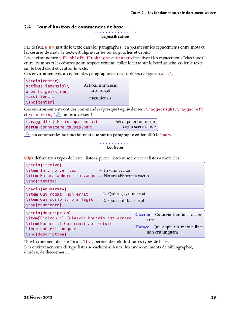 Commandes de base en LaTeX | PDF