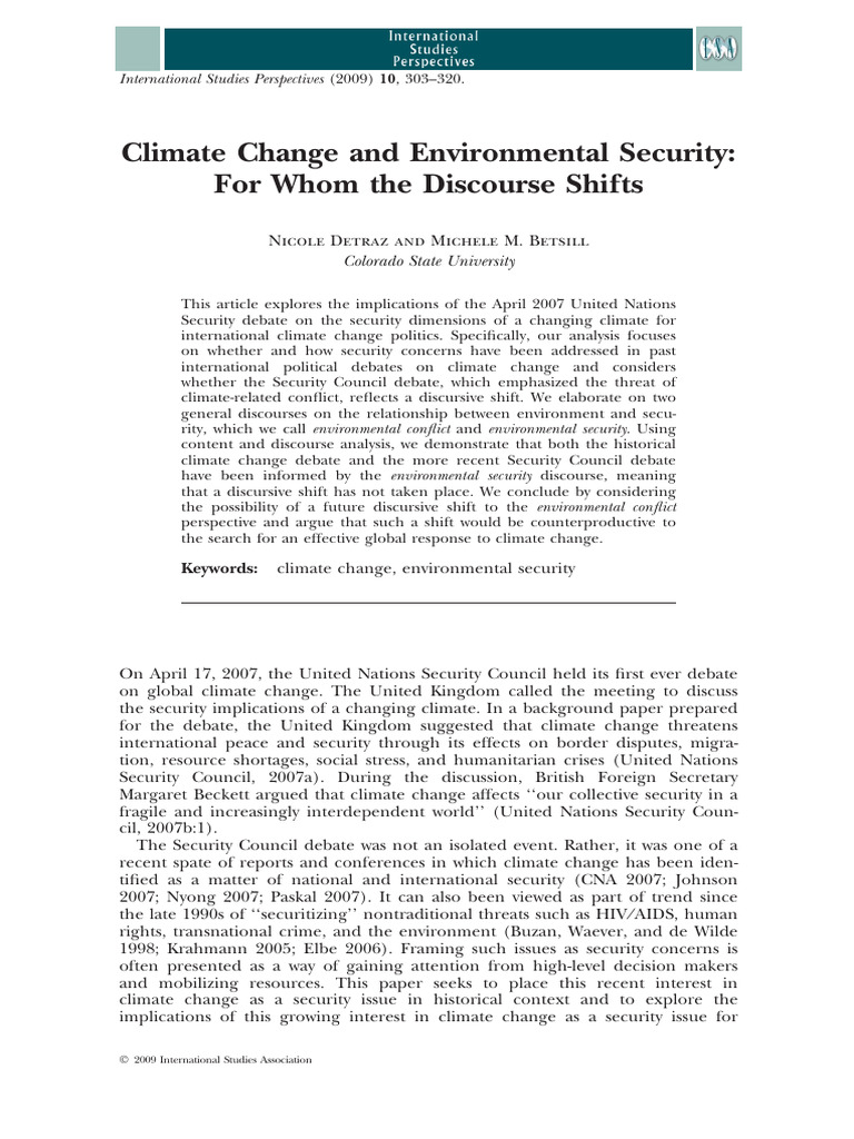 Climate Change and Environmental Securit | PDF | Climate Change | Policy