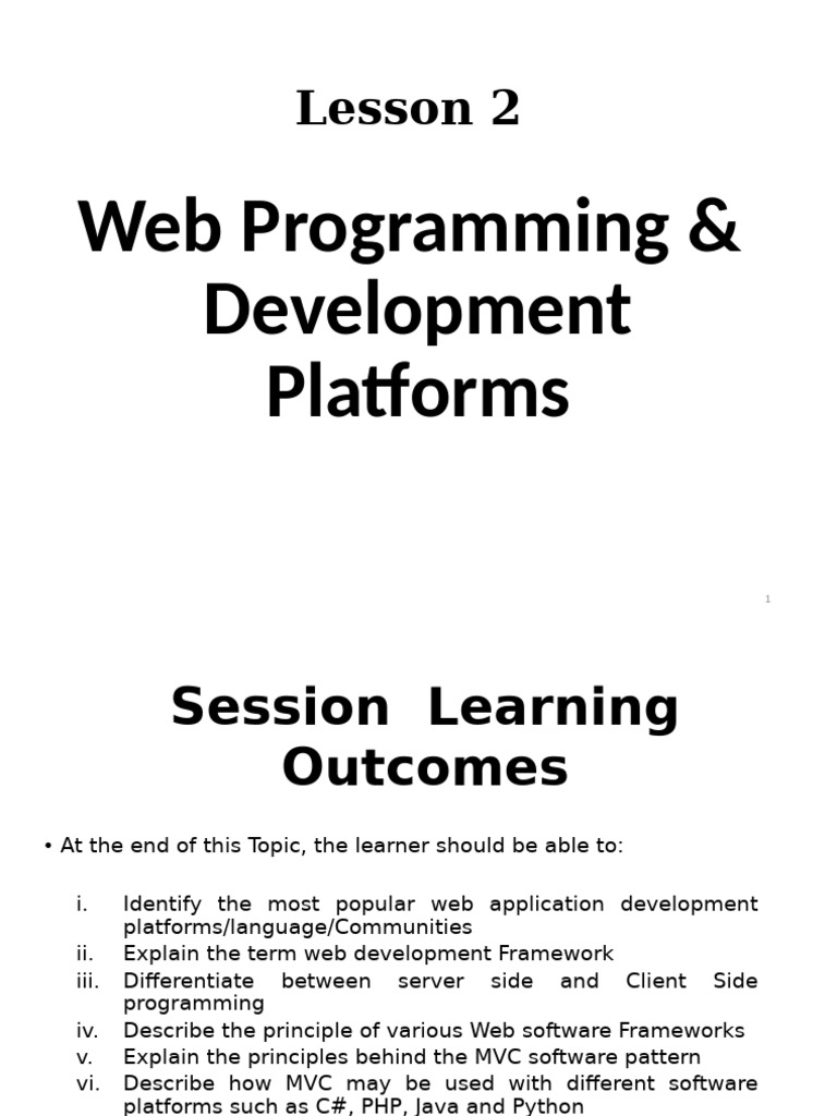 Lesson 2 Web App Platforms | PDF | Model–View–Controller | Php