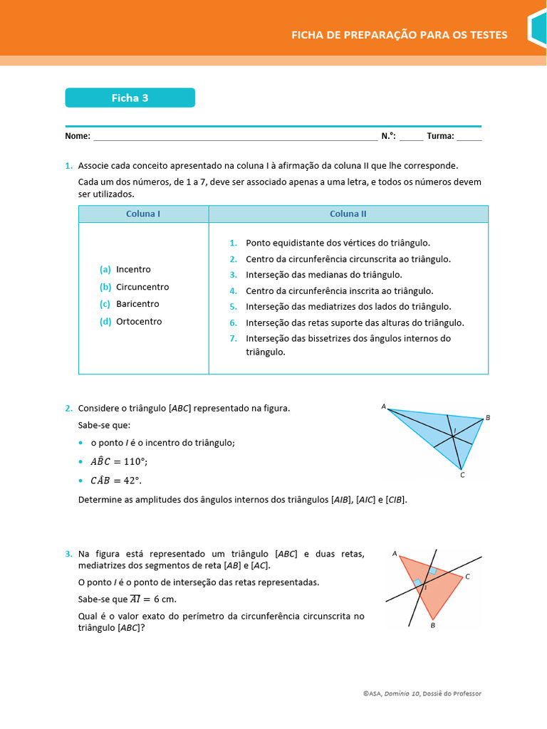 Preparação para Testes de Geometria e Funções | PDF | Triângulo ...