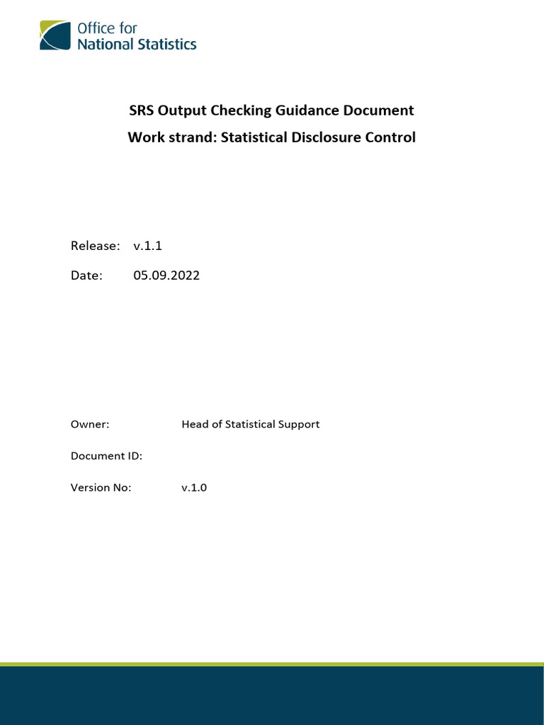 SRS Output Checking Guidance Document | PDF | Statistical Analysis ...