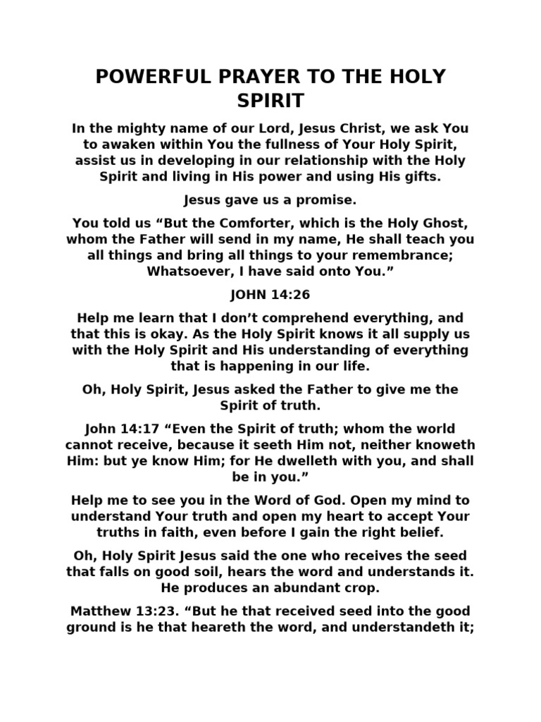 Powerful Prayer to the Holy Spirit | PDF | God The Father | Jesus