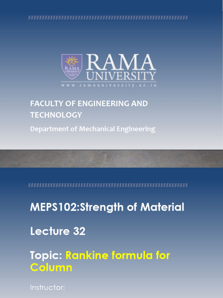 Lecture 32 | PDF | Column | Buckling