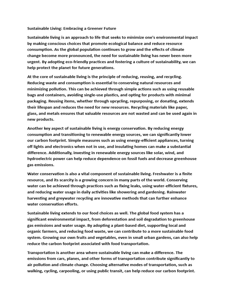 Sustainable Living Pdf Sustainability Reuse