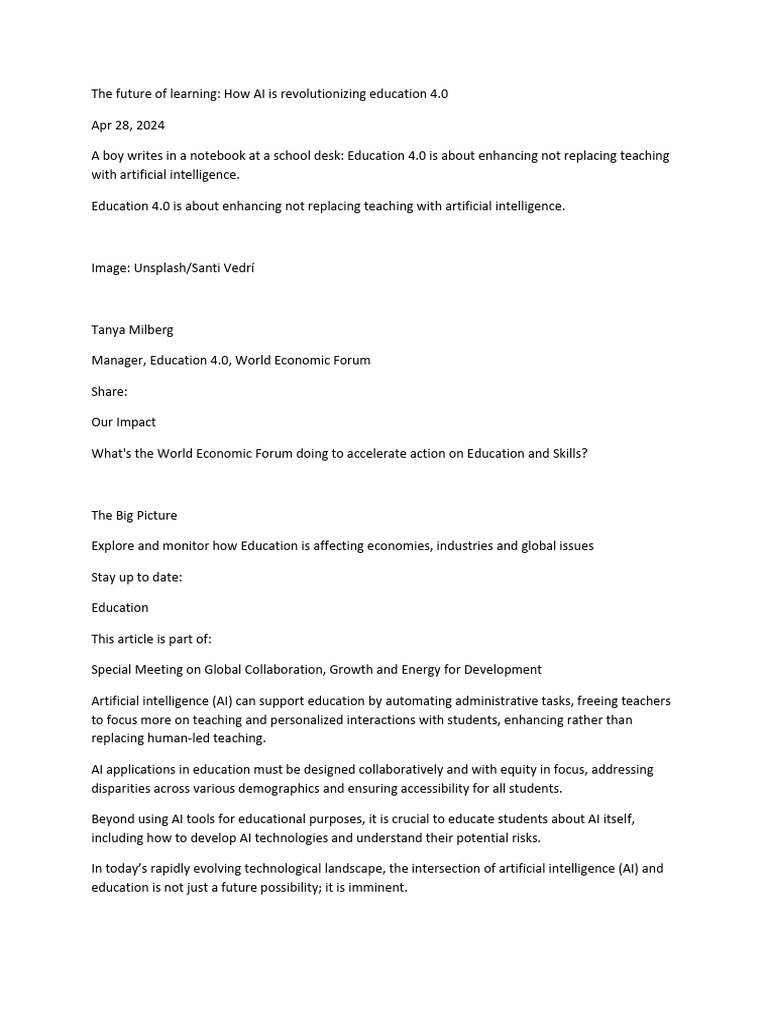 AI's Impact on Education 4.0 | PDF | Artificial Intelligence ...